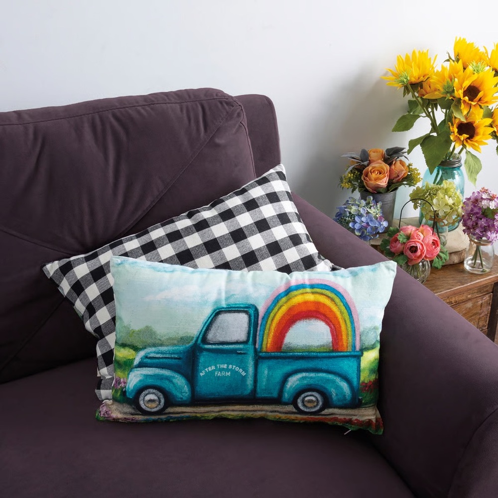 Farm truck with rainbow pillow - Picture 2 of 2